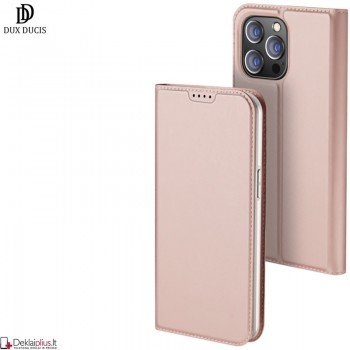 Dux Ducis Skin Pro dirbtinės odos dėklas - rausvas (Apple Iphone 15 Pro) Dux Ducis Skin Pro dirbtinės odos dėklas - rausvas (Apple Iphone 15 Pro)
